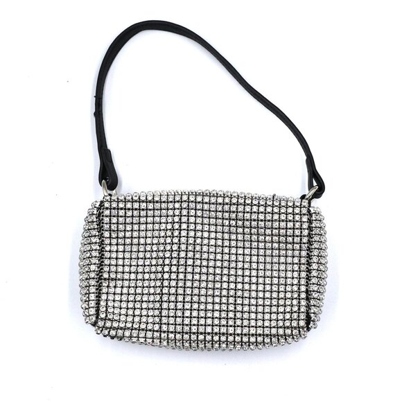 Rhinestone Evening Purse Silver & Black- Gorgeous! - Picture 1 of 10